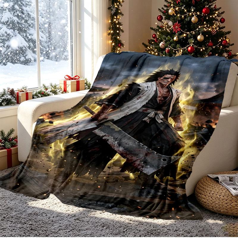 BLEACH Pattern Blanket for Home Decoration, Bed, Sofa, Car Travel, Camping, Suitable for All Seasons, Birthday Christmas Gift