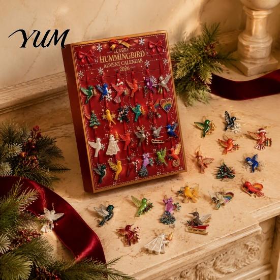 Christmas Hanging Ornaments Hummingbirds Advent Calendar 2026, 24 Days Countdown with Hummingbird Pcs 2D Acrylic for Bird Lovers, Holiday Party Favors