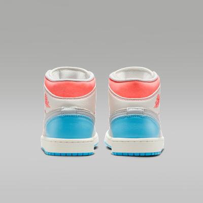 Jordan 1 Mid Sail Hot Lava Blue Chill (Women's) Sneakers