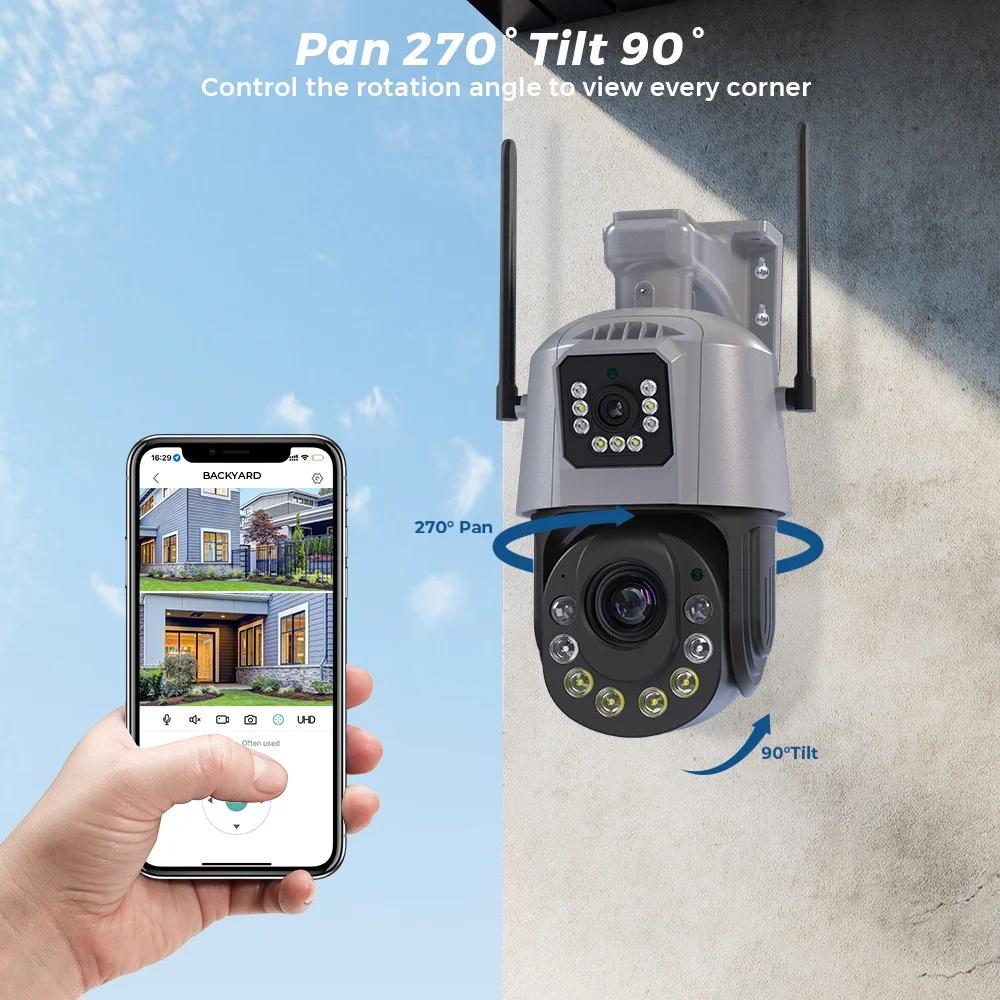 LS VISION 8-мегапиксельная камера видеонаблюдения с двумя объективами, Wi-Fi PTZ, наружным 30-кратным оптическим зумом и функцией ночного видения для обнаружения людей