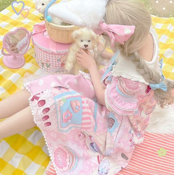 Юбка Лолита. Милая летняя юбка с короткими рукавами для девочек. Платье Лолиты.