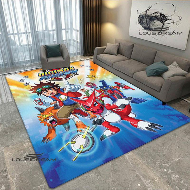 Ковер с 3D-принтом мультфильма Digimon Нескользящий ковер Коврики для йоги Ковер для гостиной Прикроватный ковер Декор для спальни Подарок на день рождения