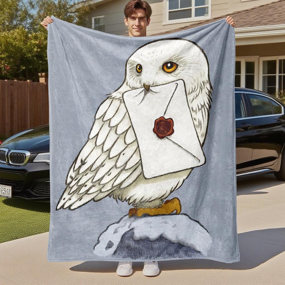 1 шт. конверт с полярной совой, сургучная печать, флисовое одеяло для улицы, для всех сезонов, мягкое, теплое, декор для дома 1031153