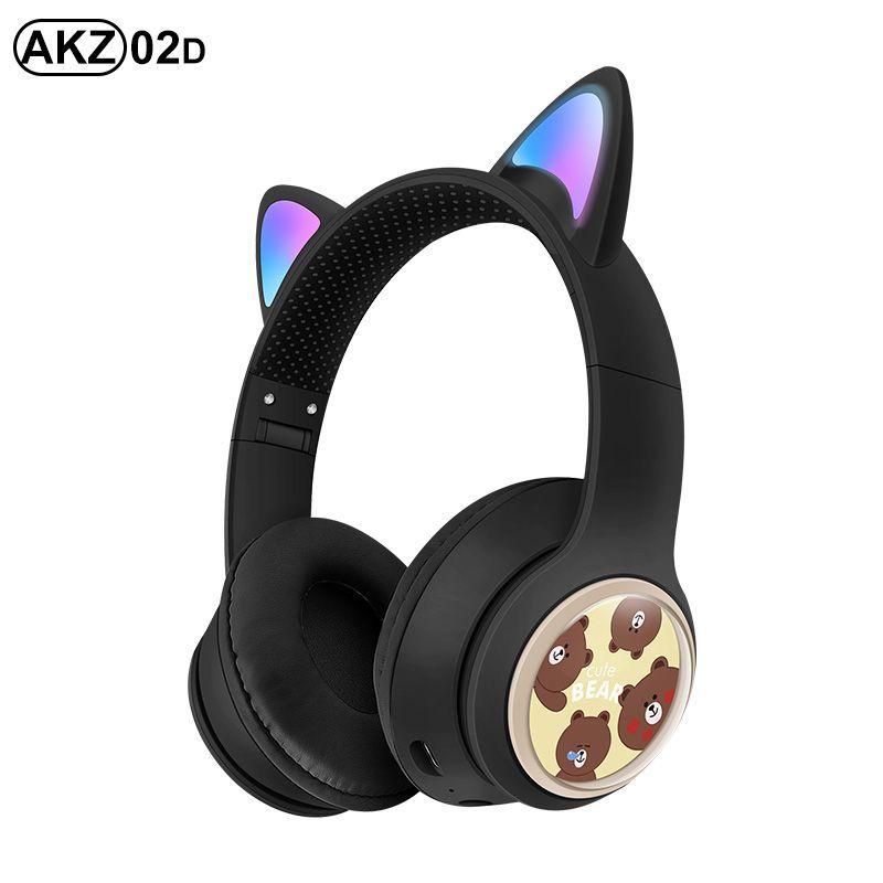 Светящаяся гарнитура с кошачьими ушками, Bluetooth-гарнитура, сабвуфер, игровая киберспортивная беспроводная гарнитура