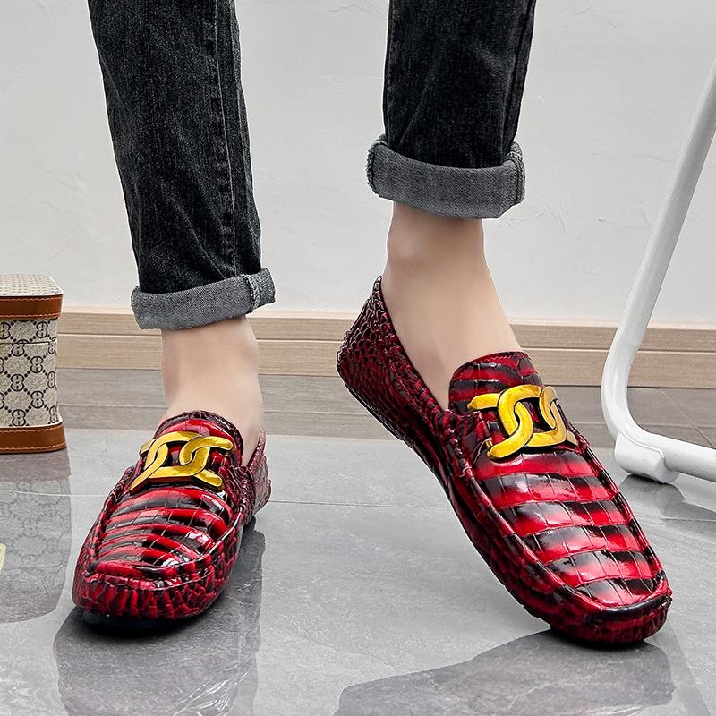 2024 New Red Men Loafers Brand Fashion Mens Leather Moccasins Shoes Size 48 Luxury Casual Driving Shoes Male Sapatos Mascu202nos