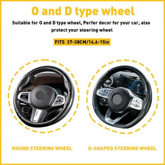 2/4Pcs Car Booster Wheel Steering Non-Slip Decor Trim Cover Carbon Fiber Univers