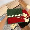 Шарф женский зимний новый, вязаный из шерсти, в стиле Fair Isle, красный, корейская атмосфера, теплый