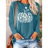 2024 Plus Size Women's Pumpkin Print Round Neck Long Sleeve T-shirt Top