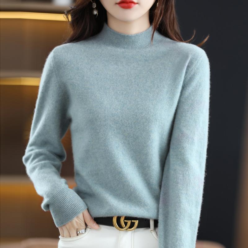 Женский свитер с полуводолазкой, кашемир Цинхэ, 30% кашемир, 70% шерсть, зимний вязаный пуловер, осенний свитер, кашемировый свитер