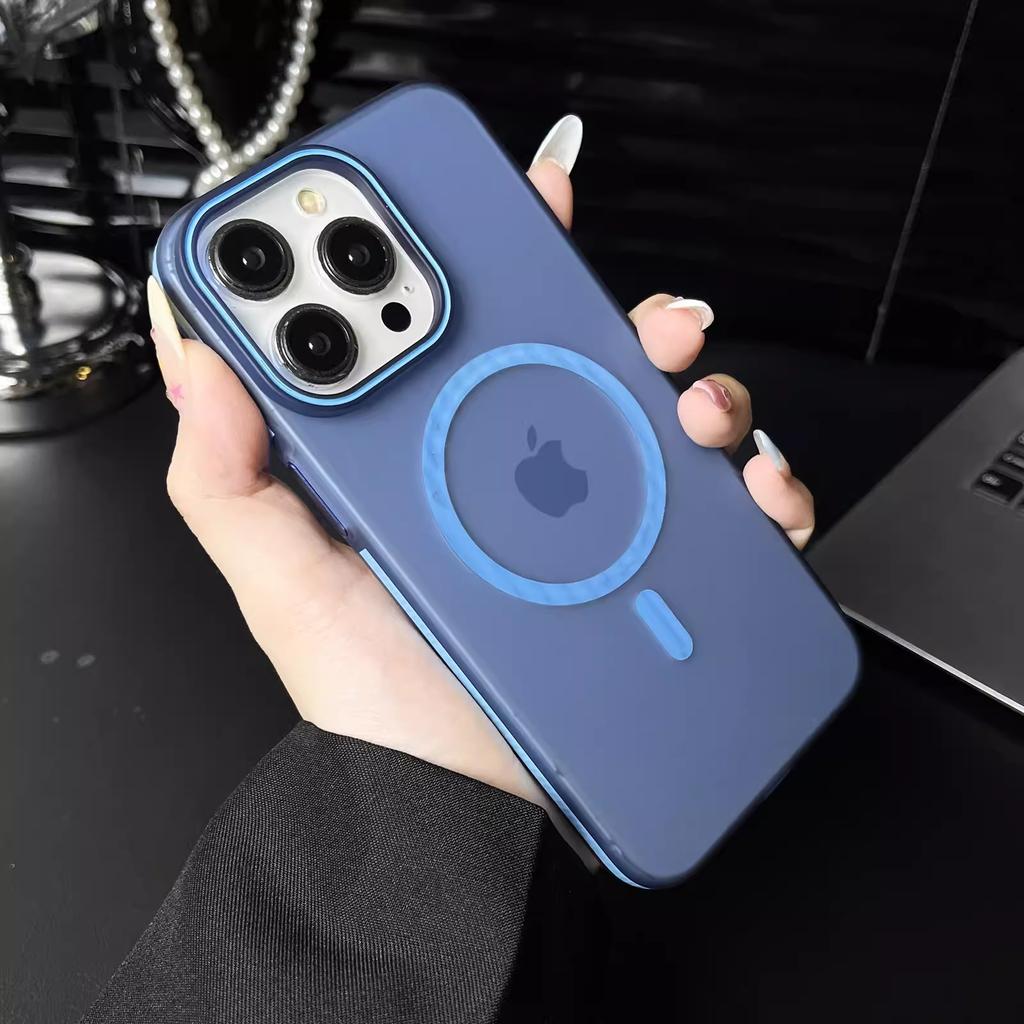 Corrugated Grating Magnetic Case Suitable for IPhone 16 Ice Fog PC Matte Phone Case Apple 15 Anti Slip Strip 14 Transparent