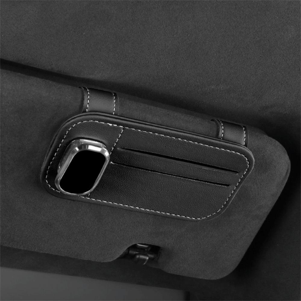Anti-scratch Glasses Clip PU Leather Eyeglasses Hanger Sunglasses Holder Vehicle Accessories