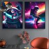 Abstract Space Astronaut Colorful Prints Poster Canvas Painting Modern Wall Art Pictures For Living Room Bedroom Home Decoration
