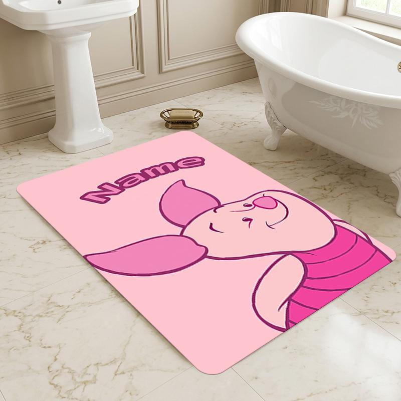 Custom Name Piglet Pink Living Room Non-Slip Area Rug Soft Carpet for Bedroom Kids Playroom Sofa Office Home Decor Doormat