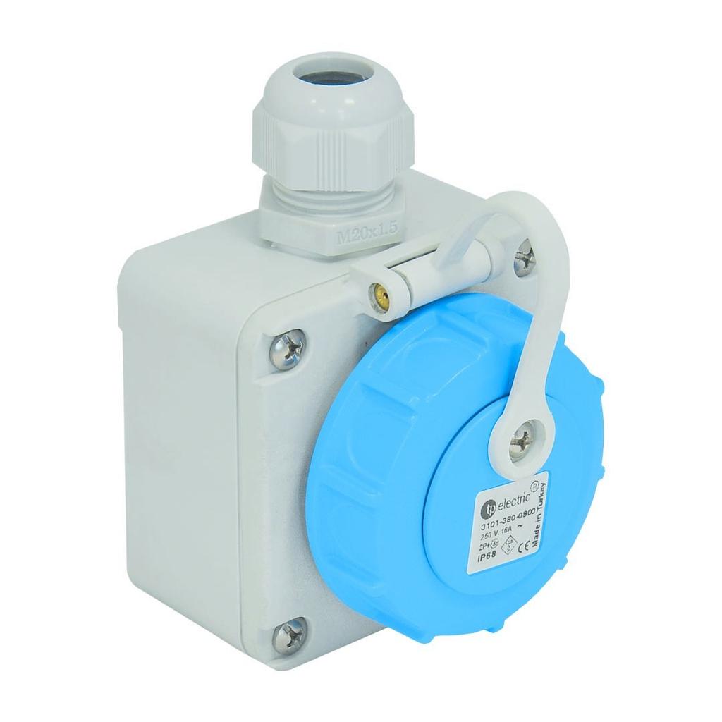 Surface-mounted Hermetic Waterproof Socket 16A 230V Ip68