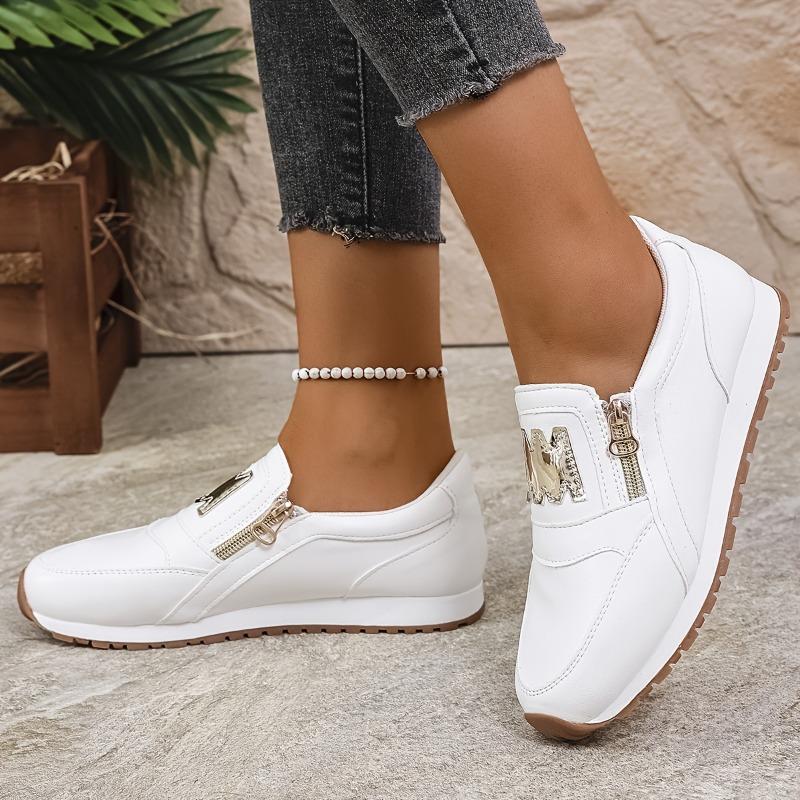 [166-23m Белая Повседневная Обувь] Белая Модная Низкая 166-23m Женская Повседневная Обувь | Дышащая Подкладка, Прочная Подошва из ТПР