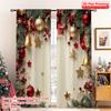 2D Flat Printing 2pcs Merry Christmas Party Curtains Stars and Pine Branches Fabric Without Electricity Family Party for Holiday