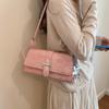 Women French Light Luxury Solid Color Small Square Handbag Shoulder Commute Underarm Bag