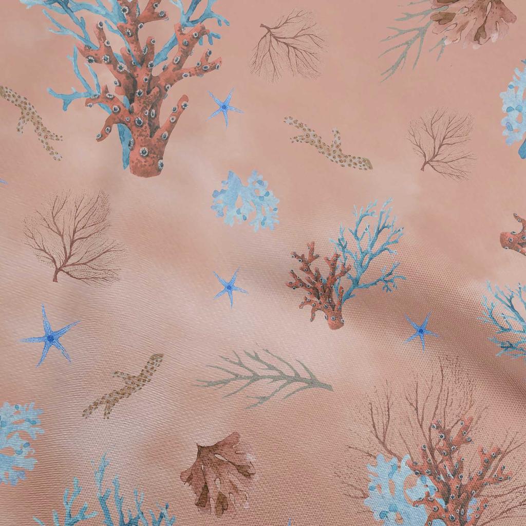 oneOone Cotton Flex Bluish Violet Fabric Sea Corals Quilting Supplies Print Sewing Fabric By The Yard 40 Inch