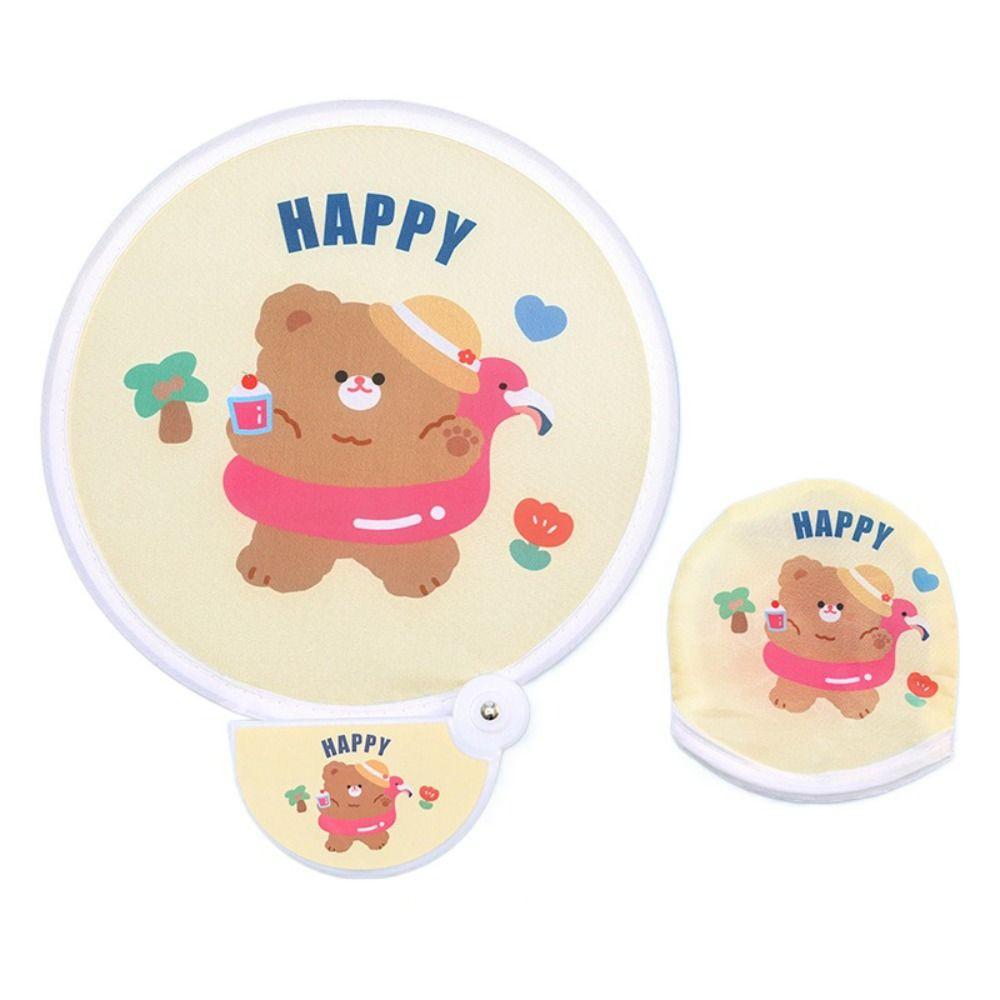 Мини круглый веер мультяшный карманный веер милый складной веер