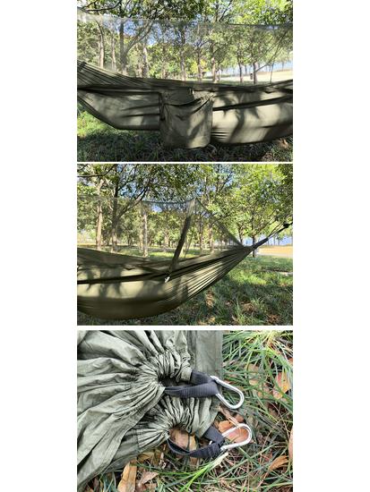 Fully Automatic Quick-Open Mosquito Net Hammock with Support Rod for Single/Double Camping