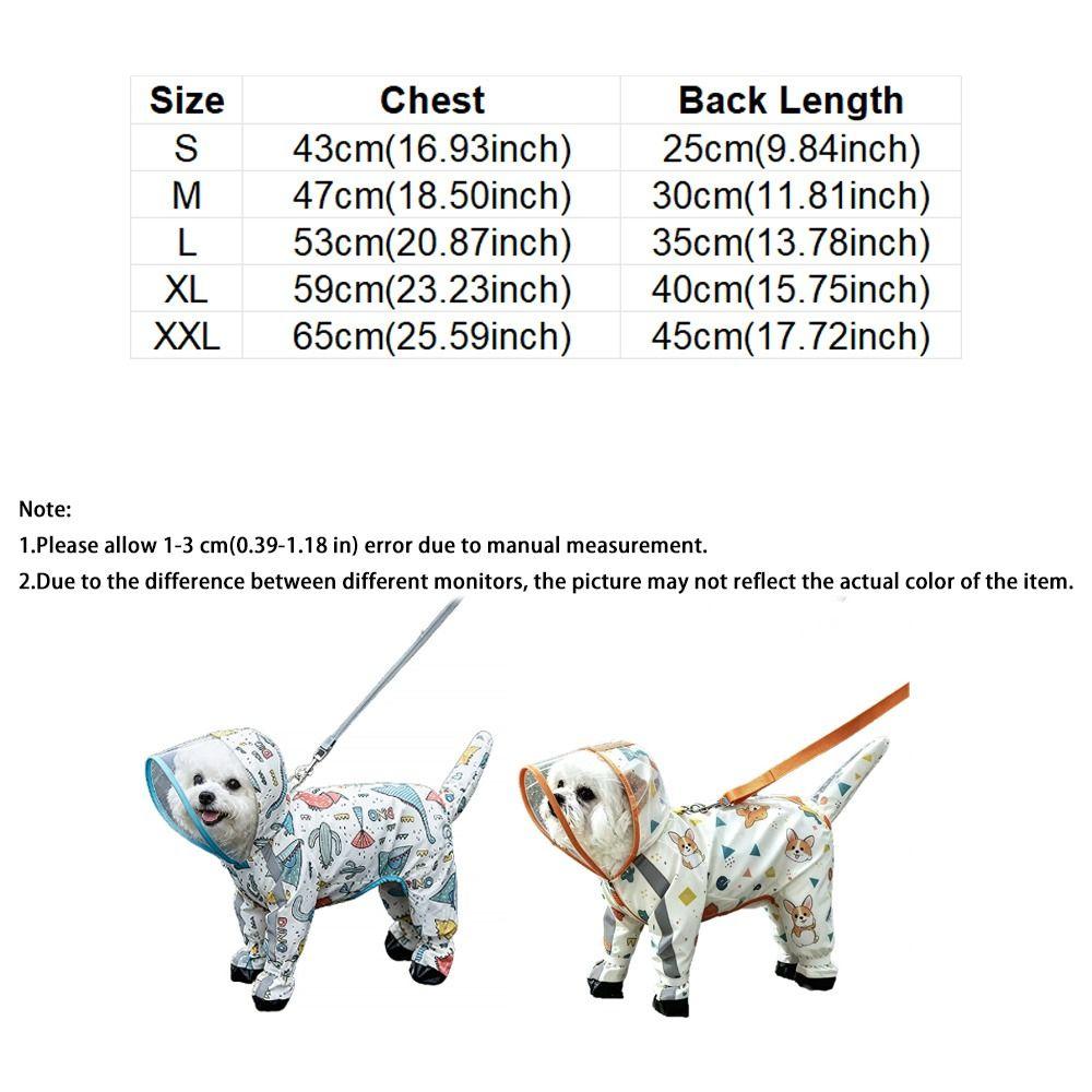 Windproof Dog Hooded Raincoat Removable Tail Cover Four-legged Raincoat Outdoor Walking