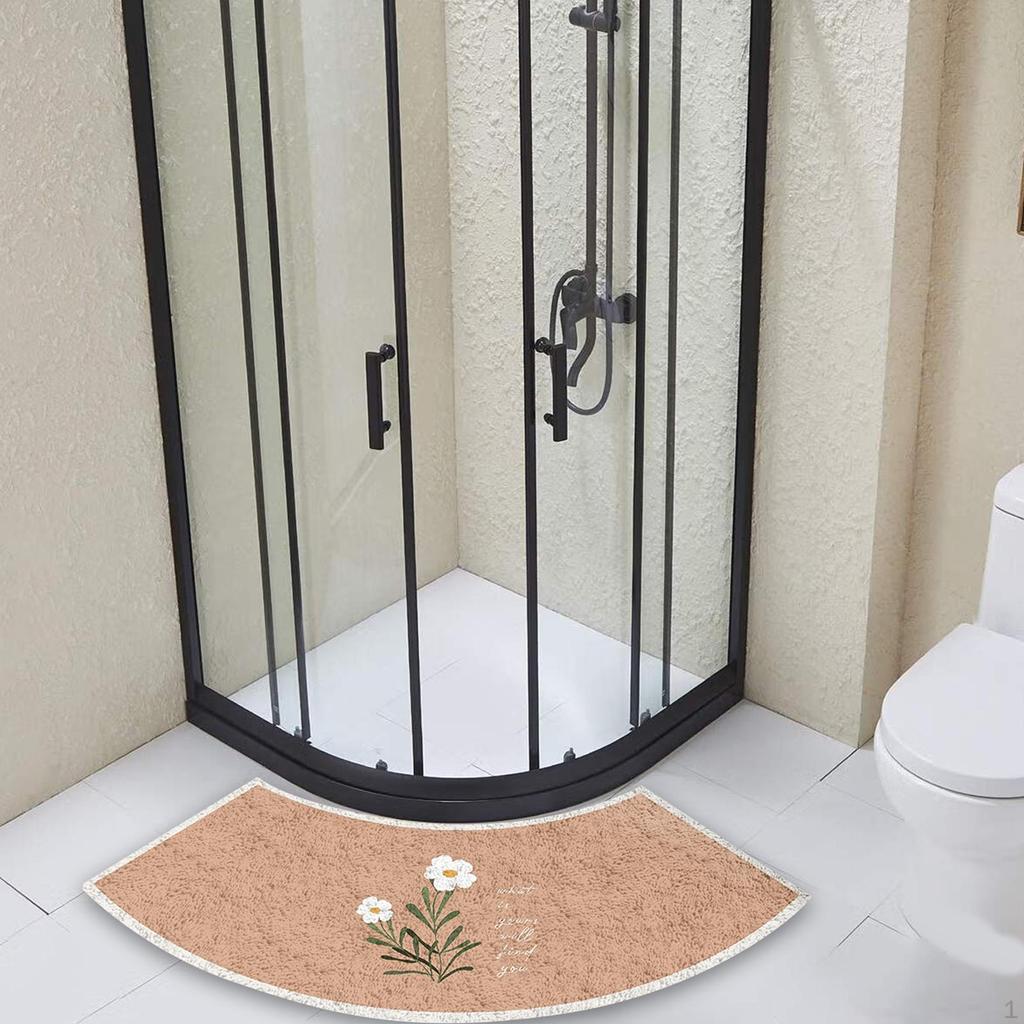 Curved Bath Mat Rug Water Absorbent Foot Soft Bathroom Anti Slip Shower for