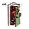 Christmas Party Supplies Elf Door Fridge Magnet with LED Light, Wooden Magnetic Decorations Refrigerator Magnet, Openable Mini Decoration for Holiday