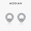 925 Sterling Silver Simple Circle Stud Earrings for Women Clear CZ Hypoallergenic Ear Stud Fine Wedding Jewelry