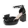 Sweet Bag Head Sandals Women's Spring and Summer New Fashion Bow Fairy Thick Heel Non-slip Mary Jane High Heels