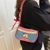 Leisure Lattice Shoulder Bag Rural Style Crossbody Bag Vintage Denim Underarm Bag  Students