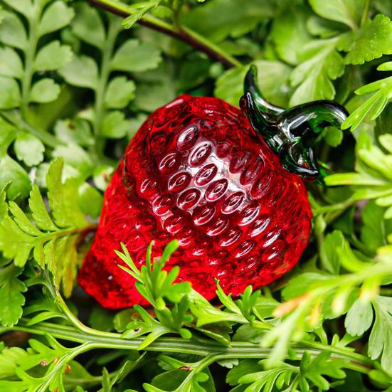 Faux Crystal Fruit Figurine Clear Glass Strawberry Pineapple Persimmon Lemon Banana Statue Sculpture Paperweight Desktop Decoration Ornament