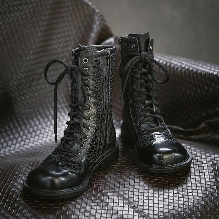 Johnature Ретро Дышащие Летние Ботильоны с Перфорацией из Натуральной Кожи Универсальная Модная Женская Обувь