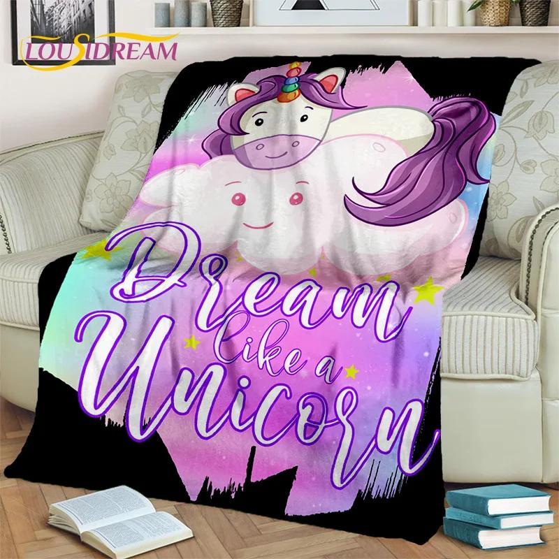 D Cartoon Unicorn Throw Blanket Soft Cozy Blanket for Home Bedroom Picnic Travel Perfect Kids Birthday Gift