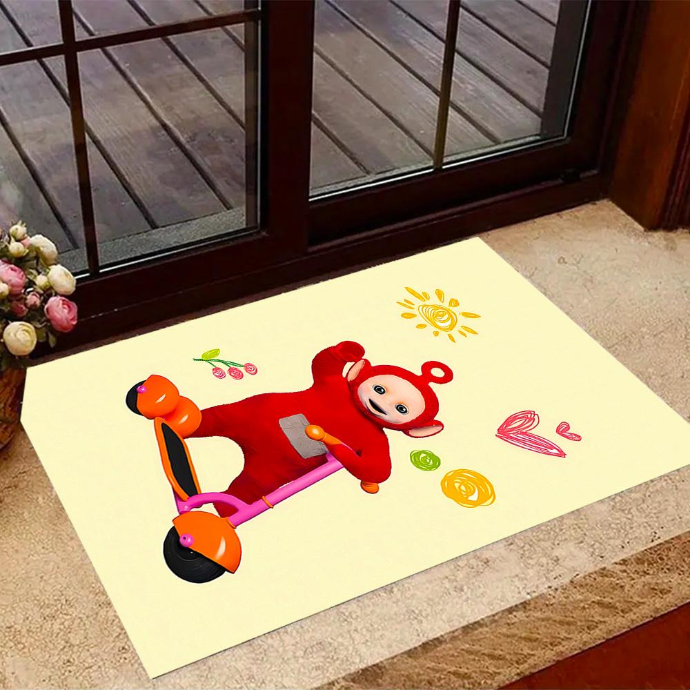 Teletubbies Scooter Adventure Themed Anti-Slip Rugs - Polyester Home Decor, Suitable for Bedrooms, Living Rooms, Doorways, Studios, and Decorations