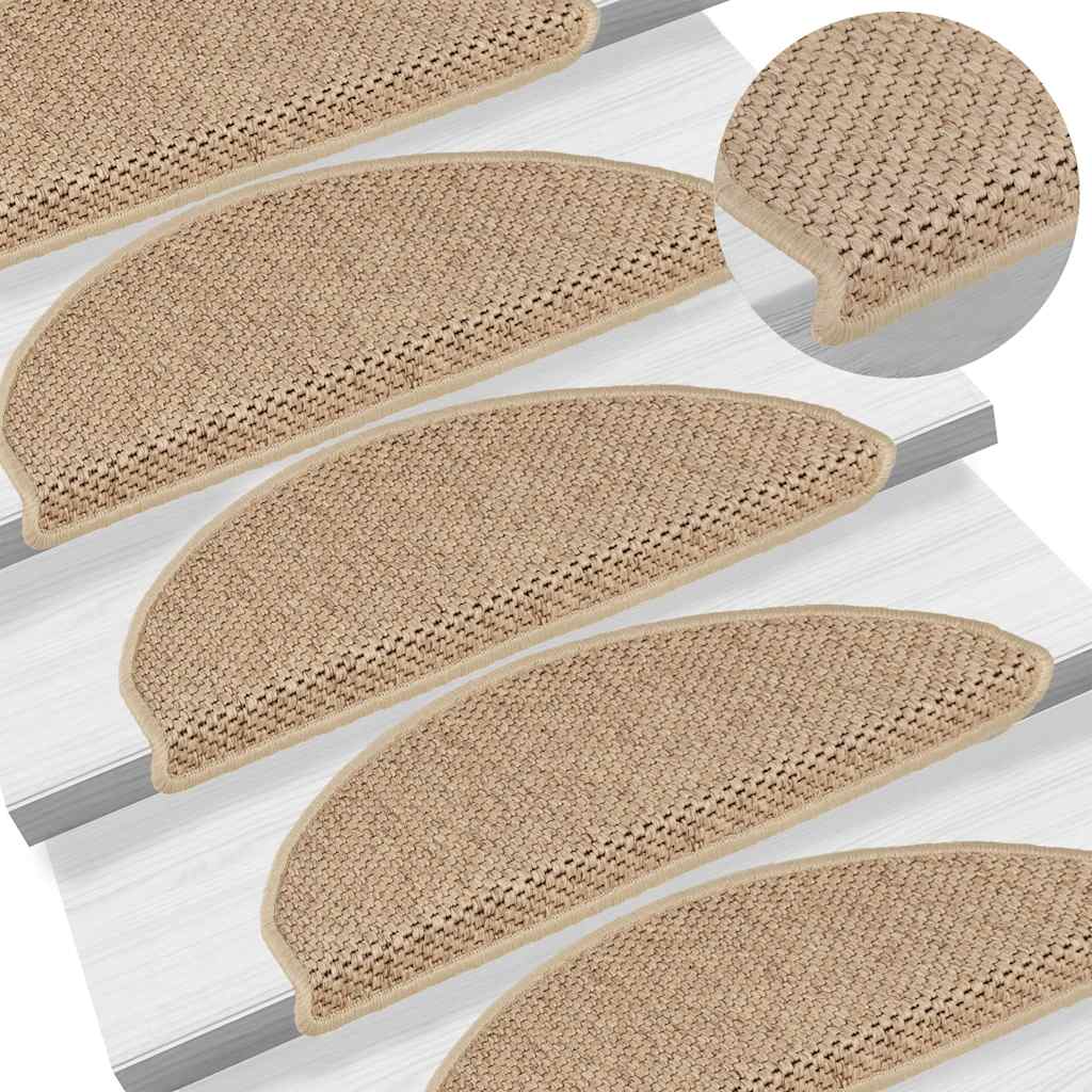 Stair Treads Self Adhesive Sisal Look 30 Pcs. 65x21x4cm Sand