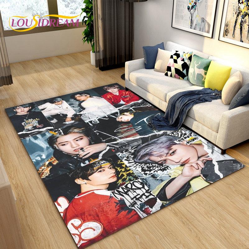 Stray Kids Kpop Singer Area Rug Large,Carpet Rug for Living Room Bedroom Sofa Doormat Decoration, Kids Play Non-slip Floor Mat