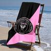 proof beach towel with Inter Miami CF pattern - soft,absorbent,quick-drying,machine washable - perfect for swimming,camping,bathing