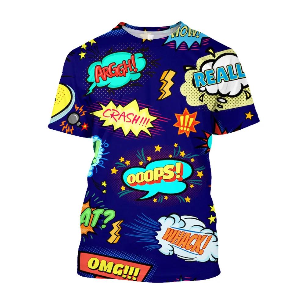 Футболка с забавным рисунком из мультфильма, мужская летняя трендовая повседневная модная футболка в стиле хип-хоп с круглым вырезом и принтом