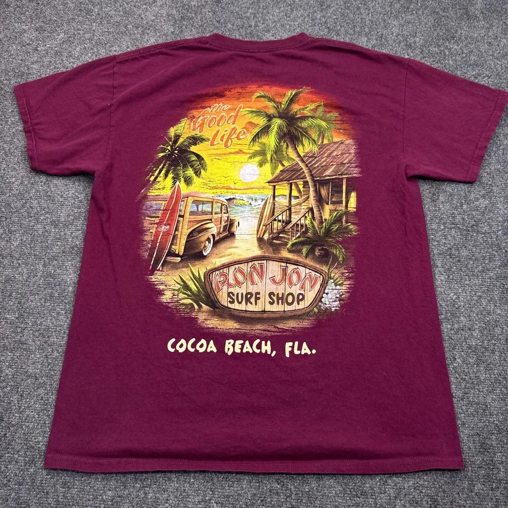 Футболка Ron Jon Surf Shop Мужская Размер L Бордово-красная Двусторонняя Пляжная футболка