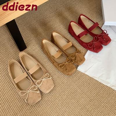 Мода Мода Эластичная лента Женские балетки Слипоны Обувь Бант-бабочка Женская Круглый носок Обувь Мелкие Женские Балетки Мэри Джейн