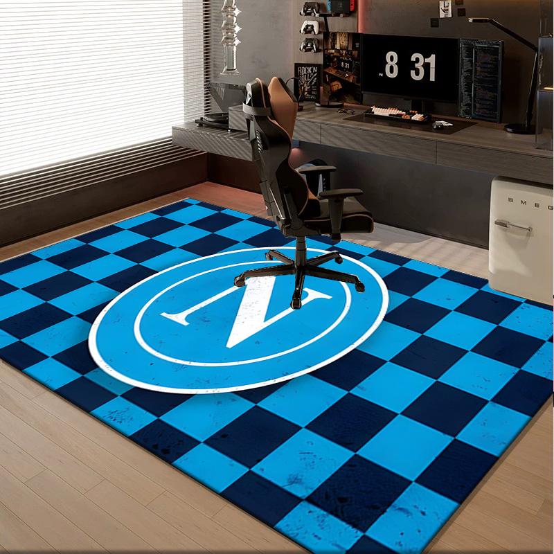 1PC rug Electric Blue Napoli Logo  Carpet, Chair Rug,Area Rug for Office Bedroom living rooms bedroom, Doormat decor Christmas fan gifts