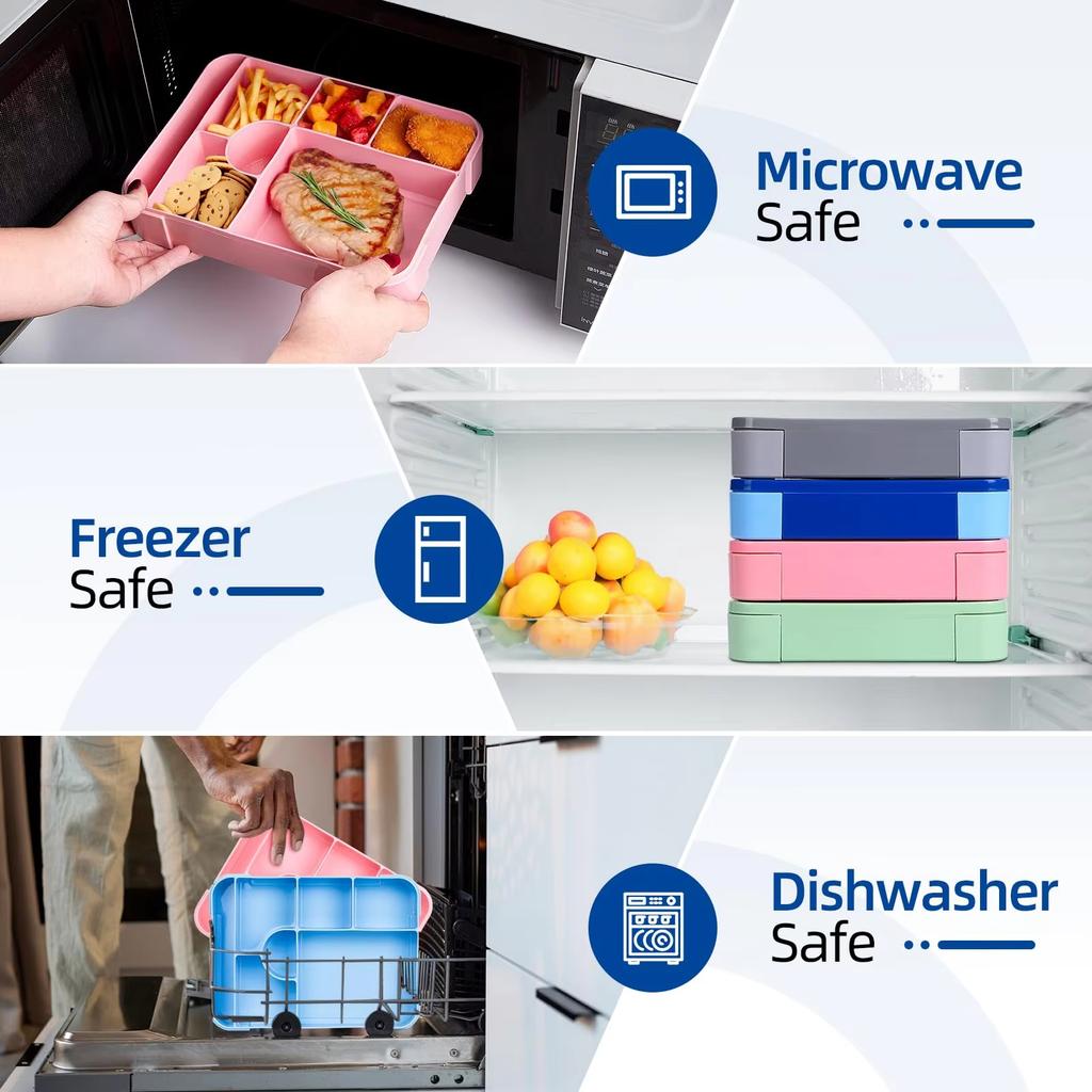 Bento Lunch Box 1330 мл герметичный Bento Box для детей и взрослых пищевой контейнер с 7 отделениями и набором столовых приборов Snack Box для детей