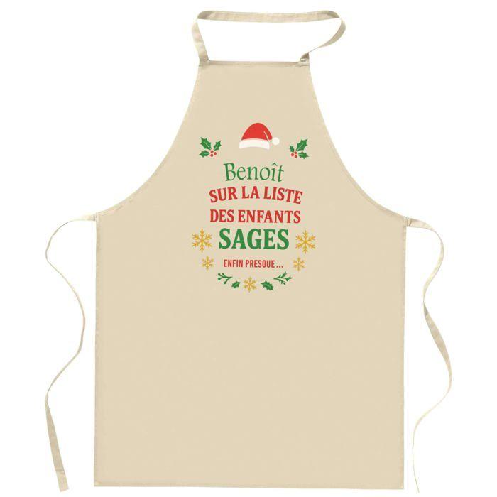 Tablier de cuisine - Planetee Benoît (Liste des enfants sages) - Impression bretonne - Coton résistant - Lavable 40°C