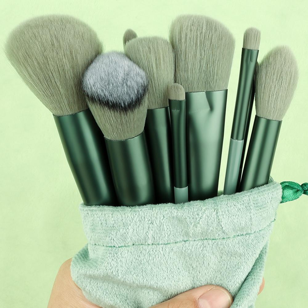 13 набор кистей для макияжа Four Seasons Green Портативная мягкая кисть для румян для волос Кисть для теней для век Консилер для тонального крема BB-кисть для крема Полный набор инструментов для макияжа