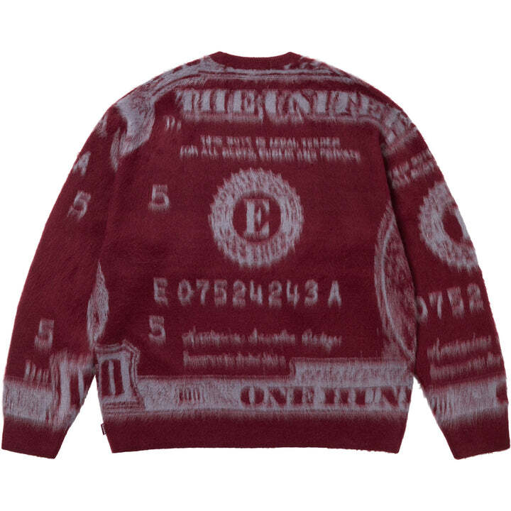 Supreme Свитер с деньгами бордовый