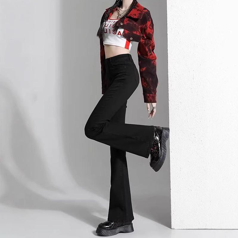 Женские джинсы клеш ретро светло-голубого цвета с высокой посадкой - Маленький размер, стрейч, облегающие