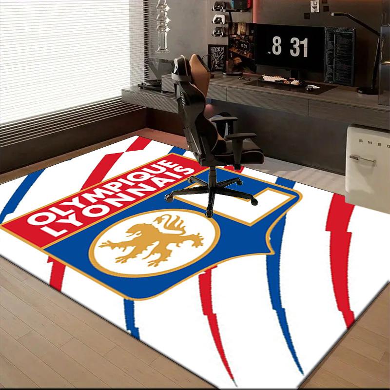 Lyon Football Crest Design Printed Office Carpet Chair Cushion Entryway Rug, Rugs for Living Room, Bedroom Christmas gifts