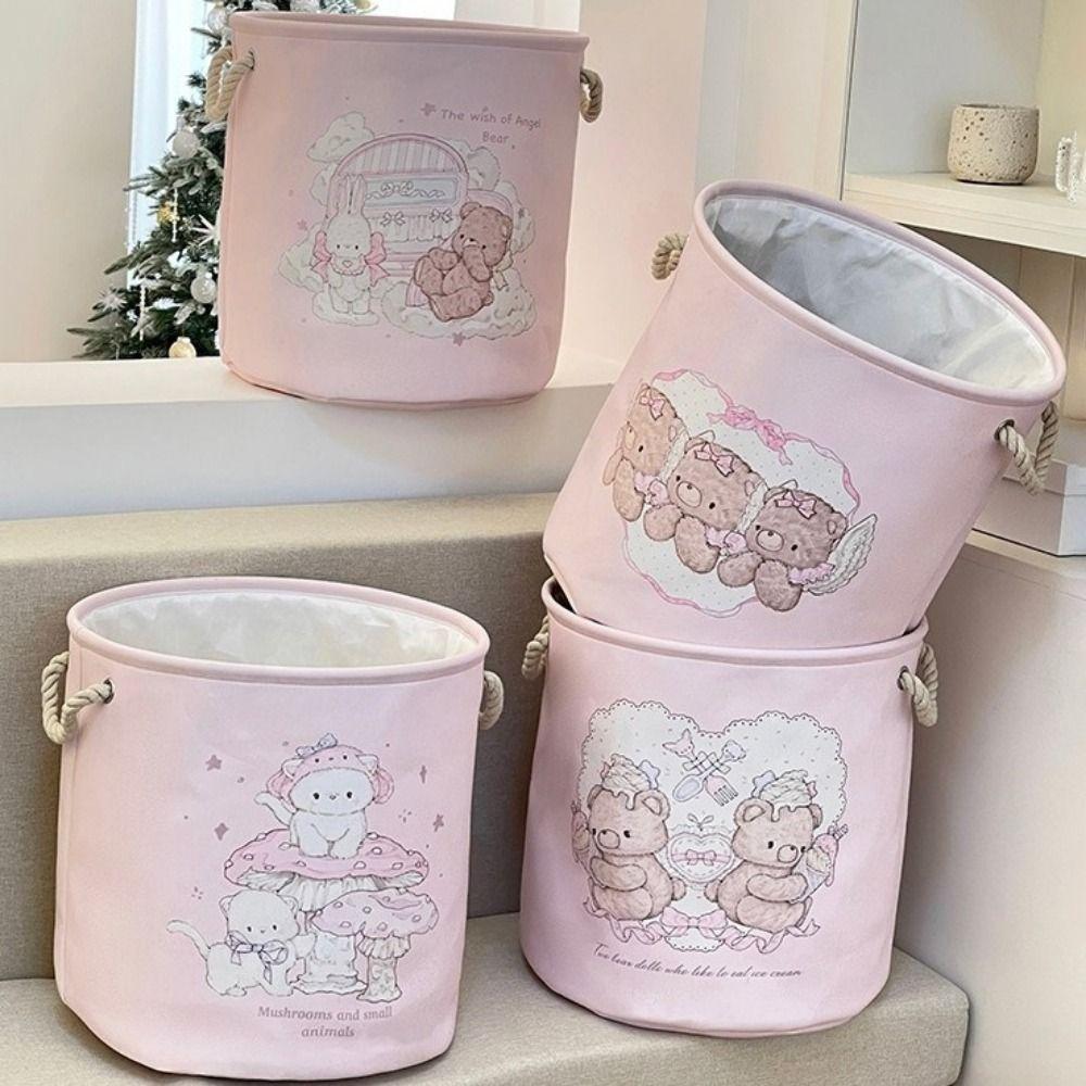 Round Shape Dirty Clothes Basket Cartoon Sundries Storage Basket Laundry Hamper  for Home