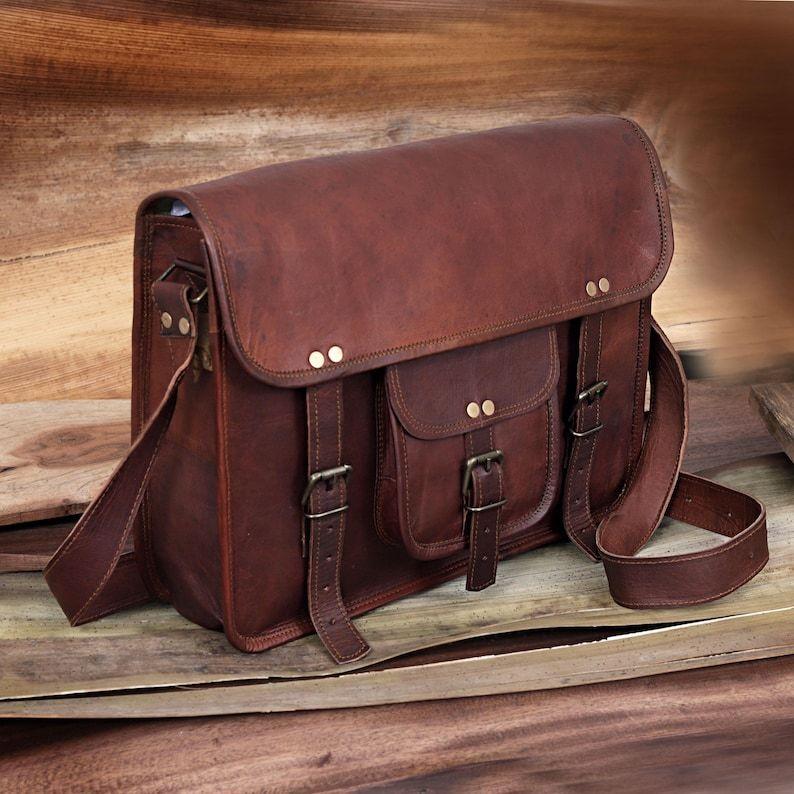 Leather Messenger Bag Satchel Shoulder Bag for Men and Women Office Laptop Bag Personalized Gift for Him Travel Bag Crossbody Bag