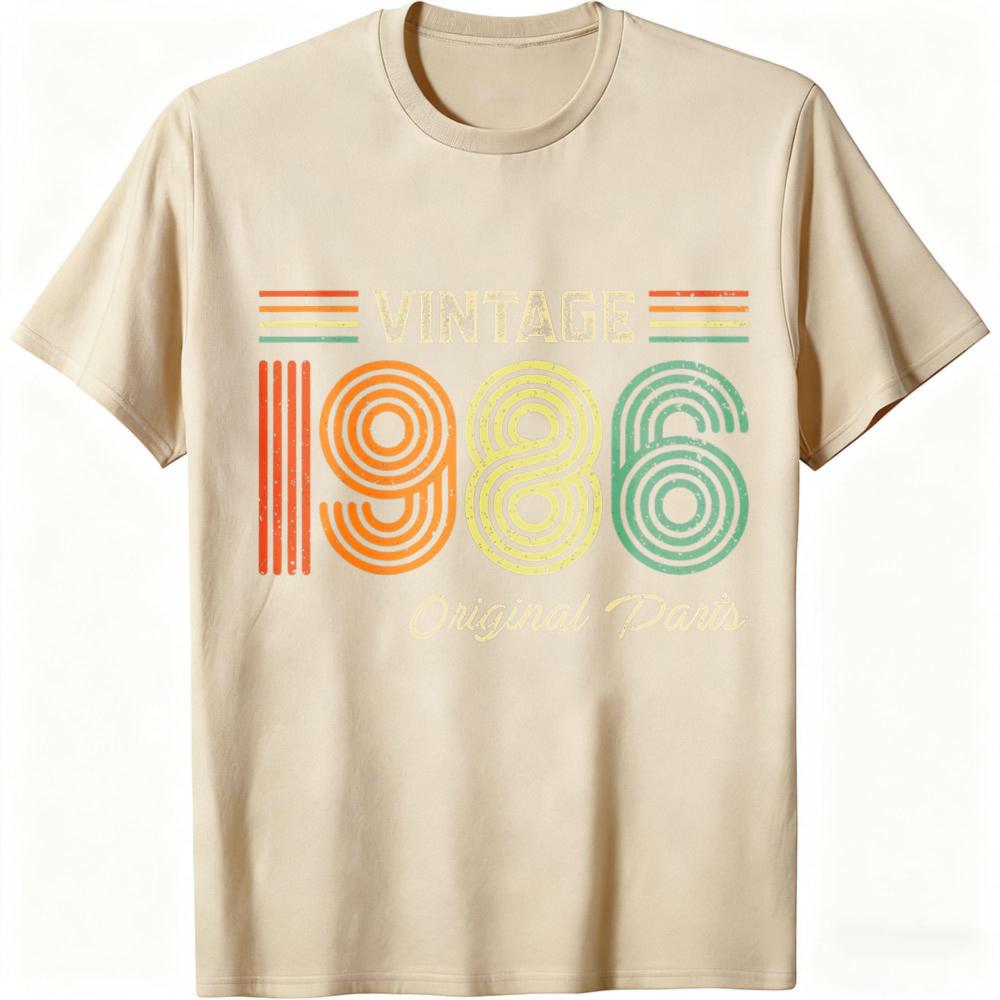 Vintage 1986 Original Parts Summer Men TShirt Retro Style Casual Wear For Birthday Gift Anniversary Celebration Party Outfits